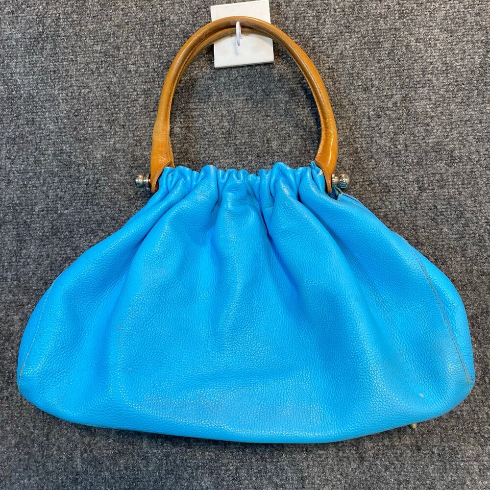 Dulce Women's Light Blue Brazilian Leather Top Handle Satchel Shoulder Bag